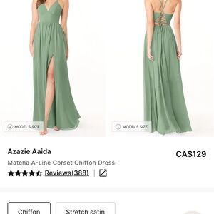 Azazie Backless A-Line Chiffon Dress in Matcha Green